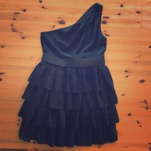 Marchesa black asymmetrical cocktail dress